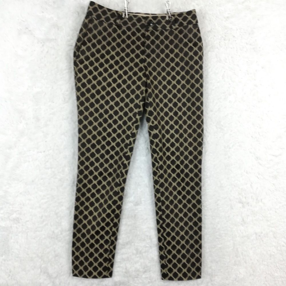 Banana Republic Womens Pants Camden Fit Jacquard‎ Ankle Gold Black Diamond 0